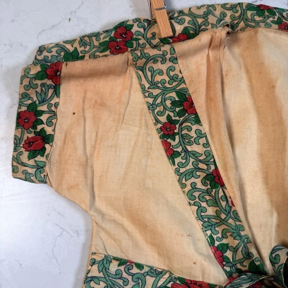 VTG Clothes Line Clothes Pin Holder Bag Hand Made 1960's Floral Dress Laundry